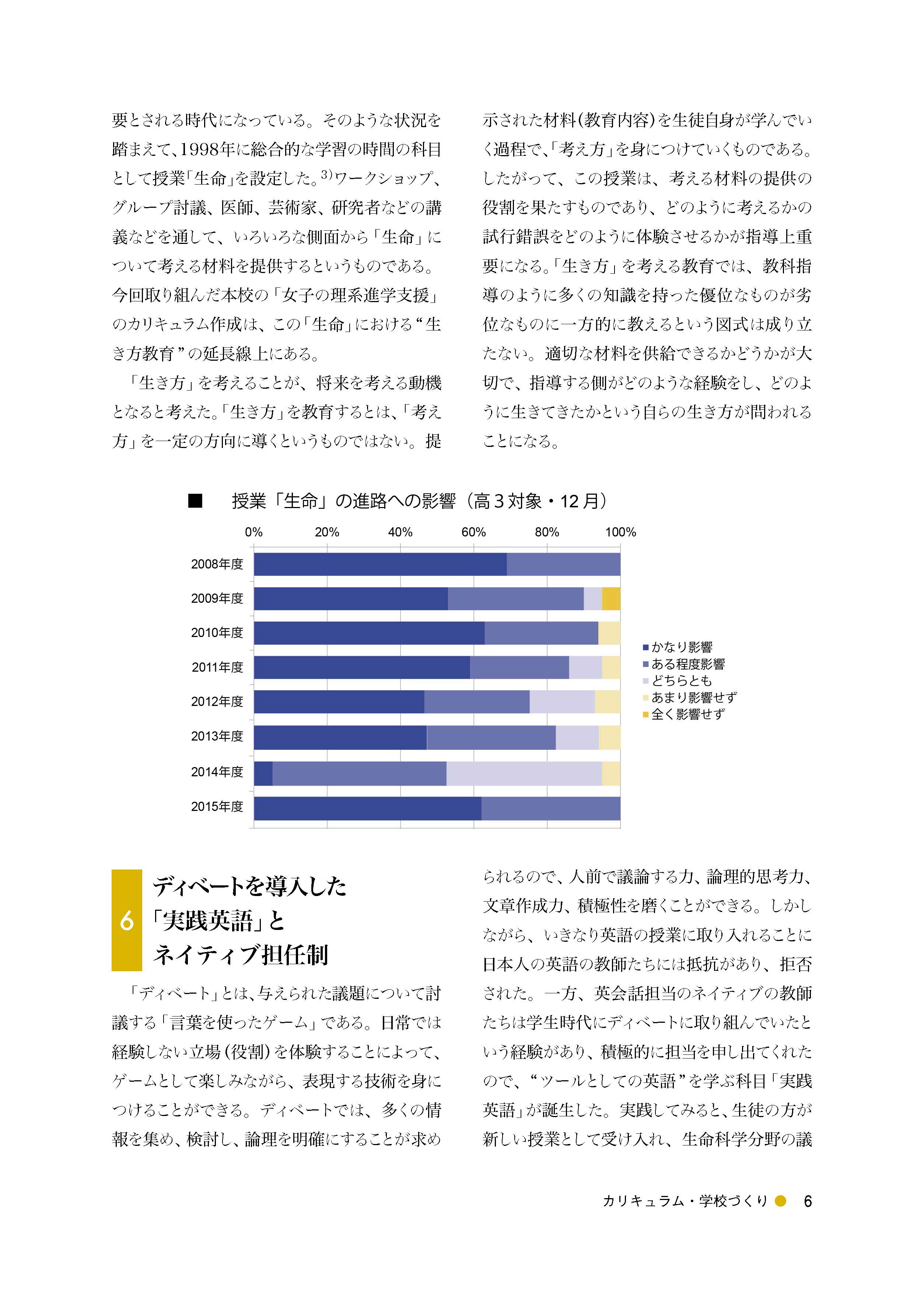 論文「科学課題研究」を中心に据えた女子の理系進学支援教育プログラムの開発（５）授業「生命」の誕生