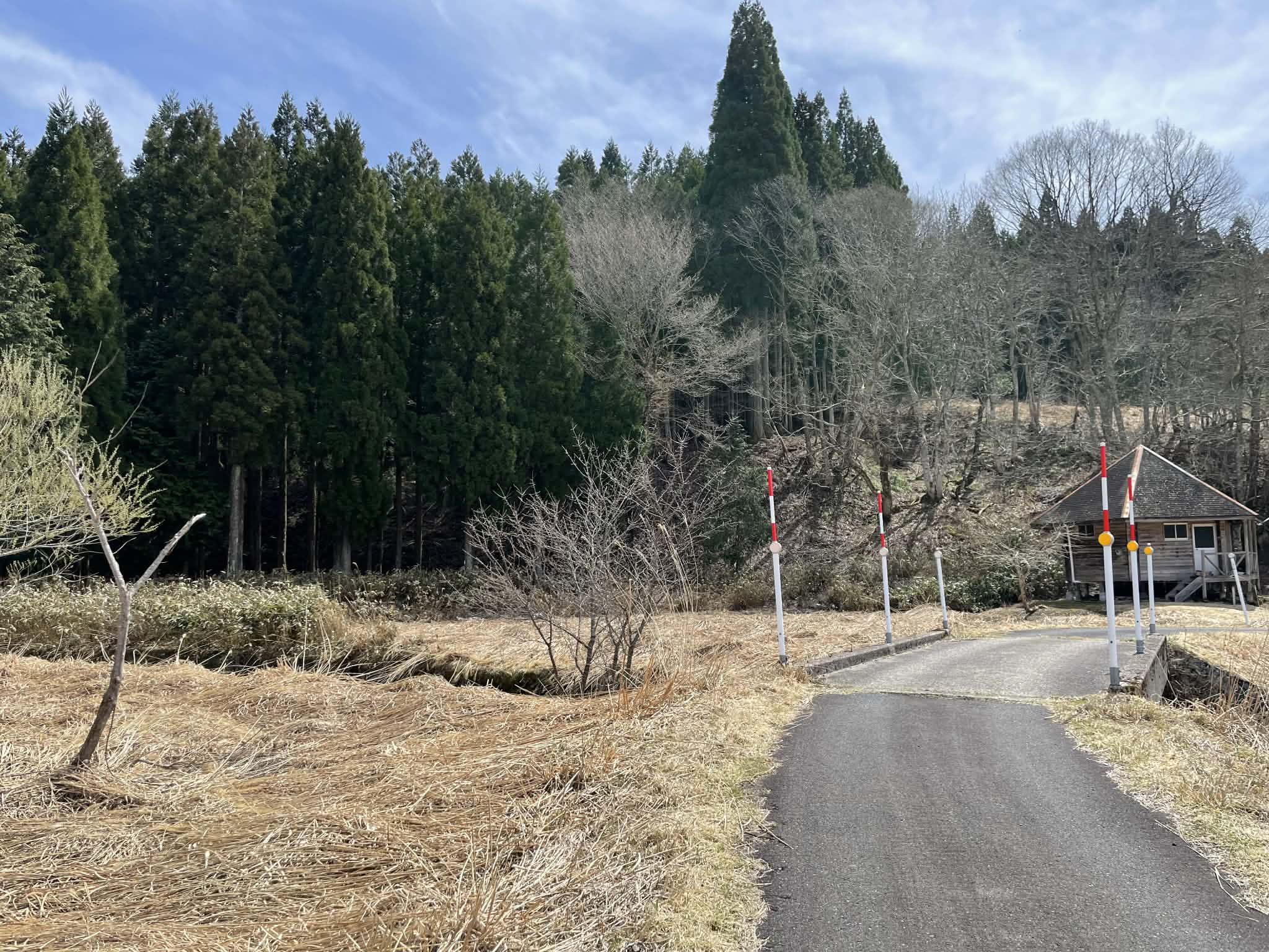 恩原湖付近の水田風景（雪解け）